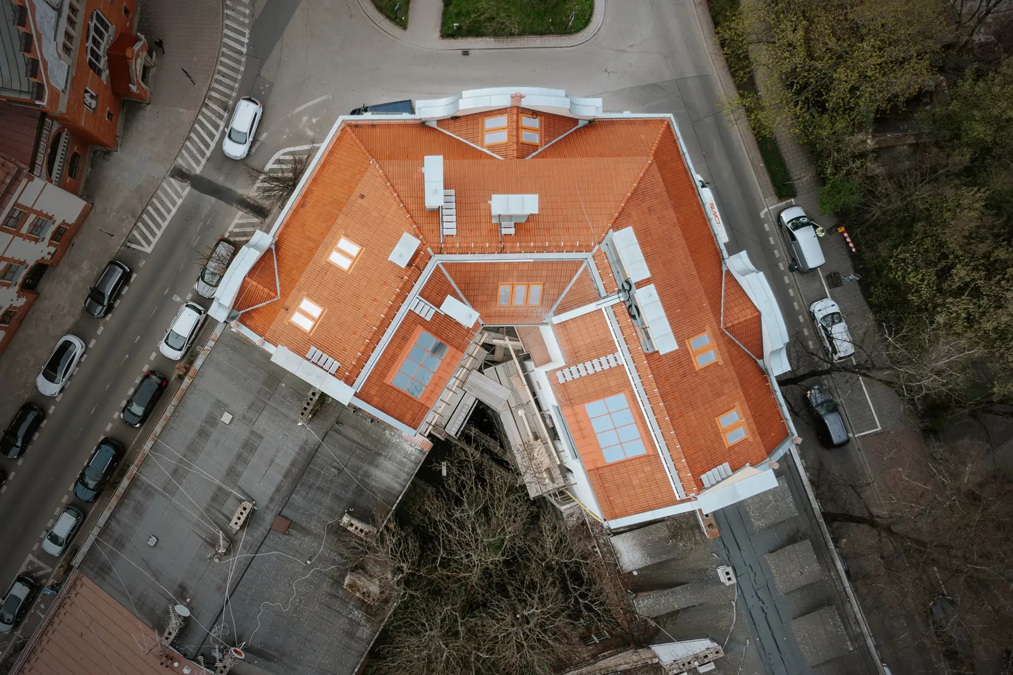 Aerial view of the roof